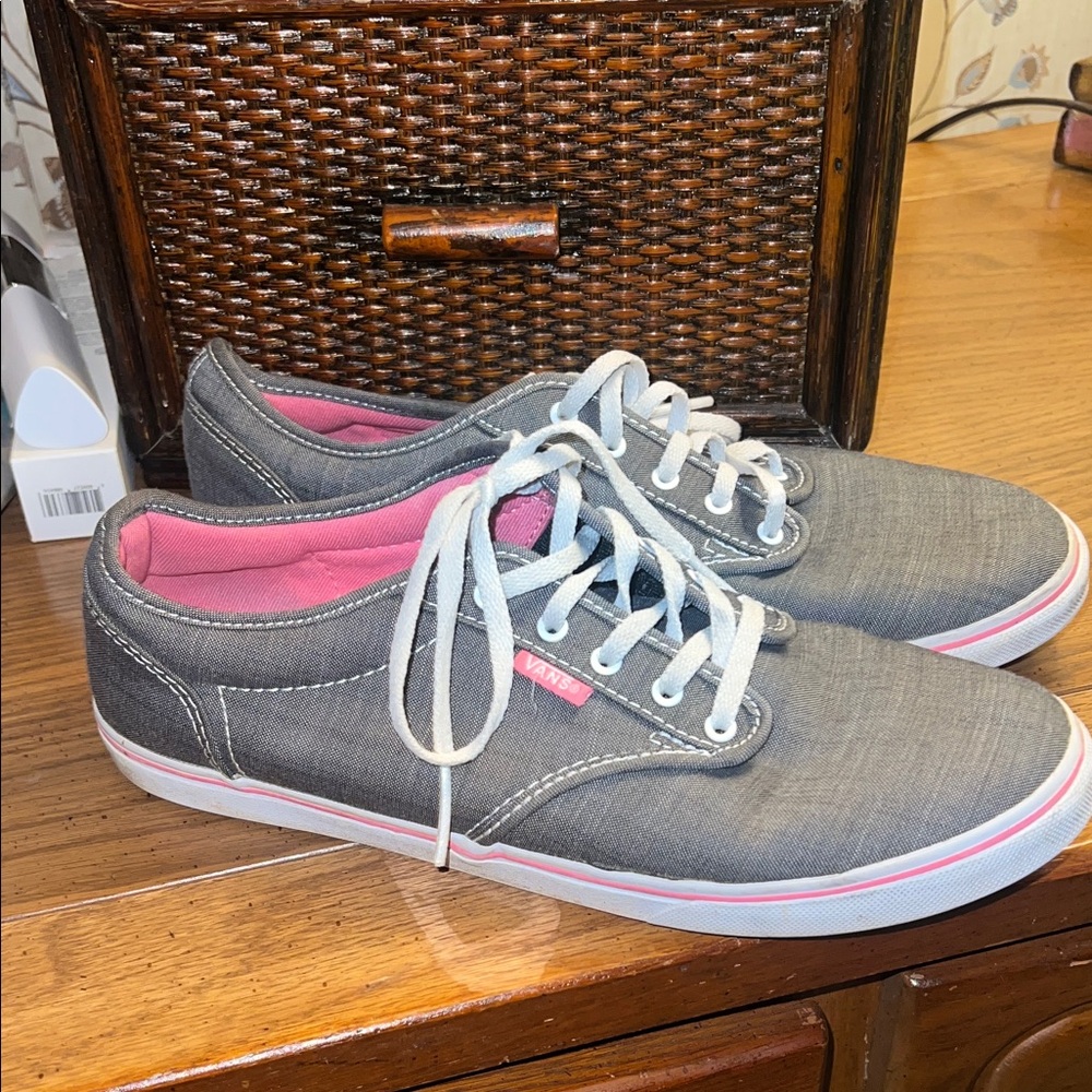 Vans Gray Sneakers with Pink Highlights